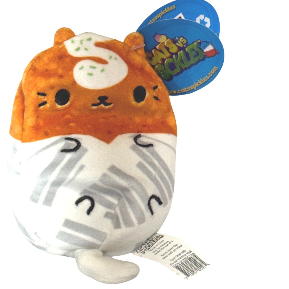 Cats vs Pickles Plush Fish n Chips 4 inch Orange White #339 Bean Bag Toy NWT